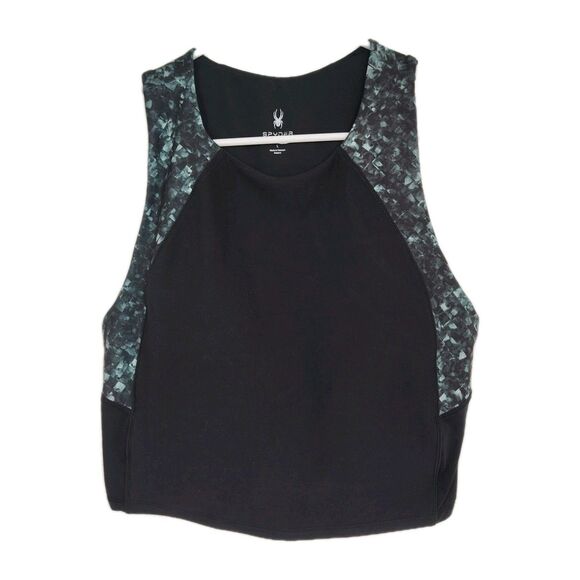 Spyder Active Cropped Women's Athletic Halter Top, Size L, Black w/ gray accents - Picture 1 of 7